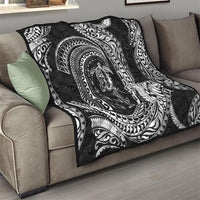 Hawaiian Turtle and Shark Quilt Kakau Tribal with Polynesian Pattern Black Color LT03 - Polynesian Pride