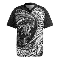 Hawaiian Turtle and Shark Rugby Jersey Kakau Tribal with Polynesian Pattern Black Color LT03 Black - Polynesian Pride