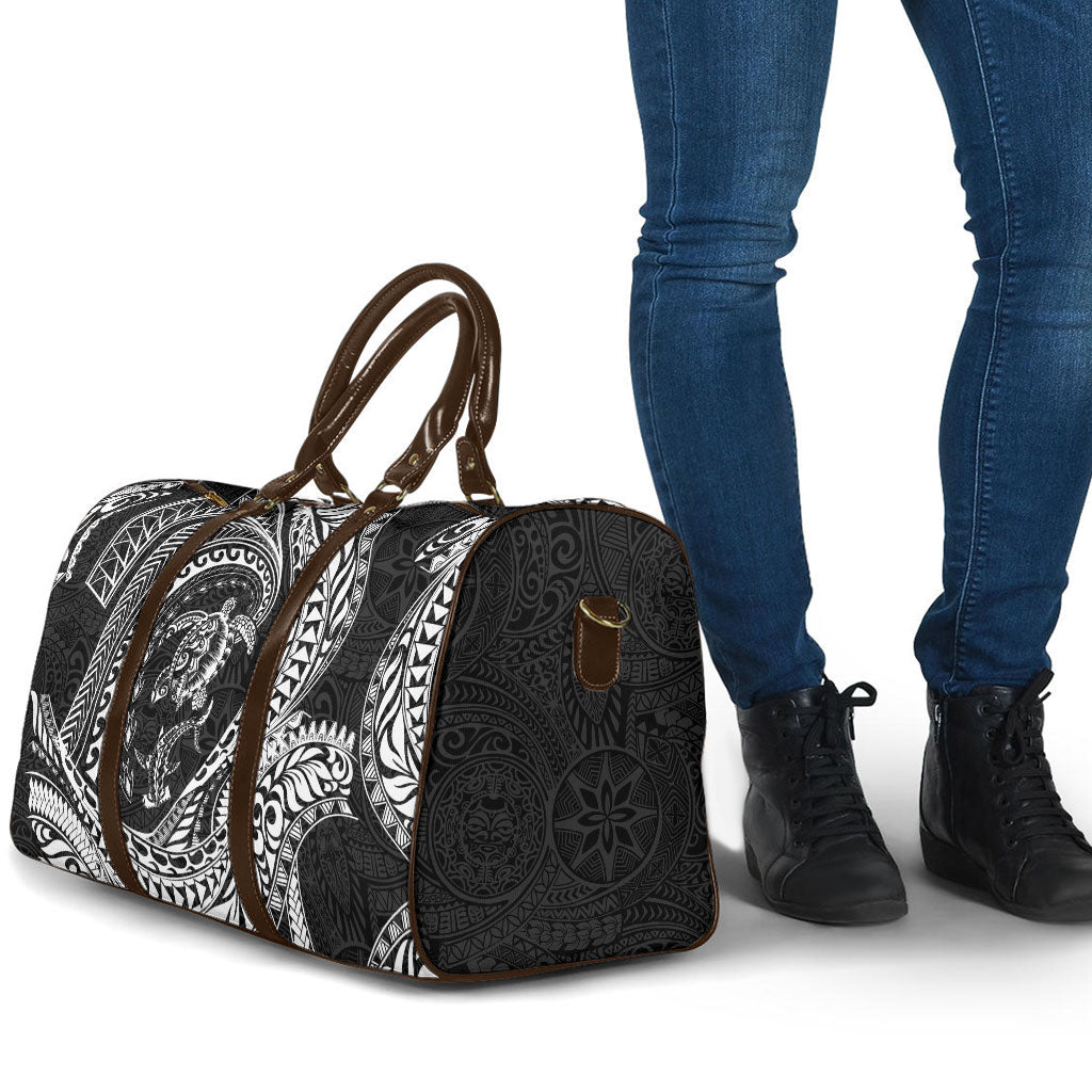 Hawaiian Turtle and Shark Travel Bag Kakau Tribal with Polynesian Pattern Black Color LT03 - Polynesian Pride