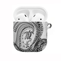 Hawaiian Turtle and Shark AirPods Case Kakau Tribal with Polynesian Pattern White Color LT03 White - Polynesian Pride