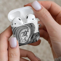 Hawaiian Turtle and Shark AirPods Case Kakau Tribal with Polynesian Pattern White Color LT03 - Polynesian Pride