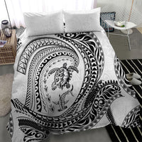 Hawaiian Turtle and Shark Bedding Set Kakau Tribal with Polynesian Pattern White Color LT03 - Polynesian Pride