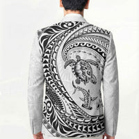 Hawaiian Turtle and Shark Blazer Kakau Tribal with Polynesian Pattern White Color LT03 - Polynesian Pride