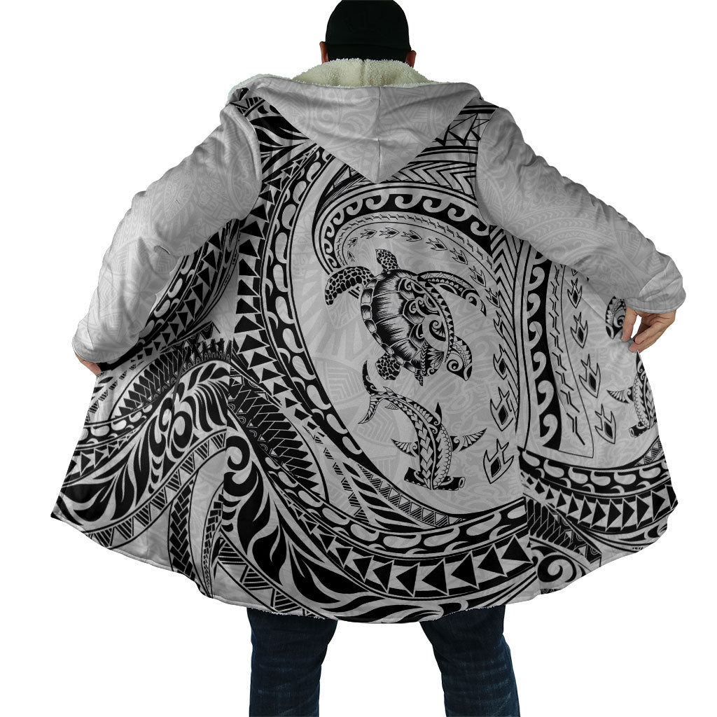 Hawaiian Turtle and Shark Cloak Kakau Tribal with Polynesian Pattern White Color LT03 - Polynesian Pride