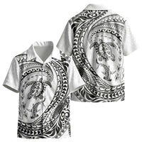 Hawaiian Turtle and Shark Kid Hawaiian Shirt Kakau Tribal with Polynesian Pattern White Color LT03 - Polynesian Pride