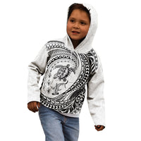 Hawaiian Turtle and Shark Kid Hoodie Kakau Tribal with Polynesian Pattern White Color LT03 - Polynesian Pride