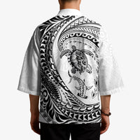 Hawaiian Turtle and Shark Kimono Kakau Tribal with Polynesian Pattern White Color LT03 - Polynesian Pride