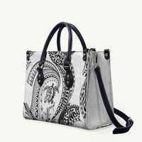 Hawaiian Turtle and Shark Leather Bag Kakau Tribal with Polynesian Pattern White Color LT03 White - Polynesian Pride