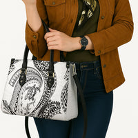 Hawaiian Turtle and Shark Leather Bag Kakau Tribal with Polynesian Pattern White Color LT03 - Polynesian Pride