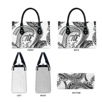 Hawaiian Turtle and Shark Leather Bag Kakau Tribal with Polynesian Pattern White Color LT03 - Polynesian Pride