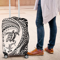 Hawaiian Turtle and Shark Luggage Cover Kakau Tribal with Polynesian Pattern White Color LT03 White - Polynesian Pride