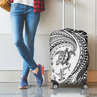 Hawaiian Turtle and Shark Luggage Cover Kakau Tribal with Polynesian Pattern White Color LT03 - Polynesian Pride