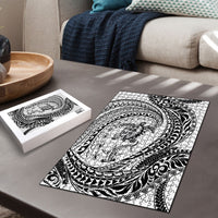 Hawaiian Turtle and Shark Puzzle Kakau Tribal with Polynesian Pattern White Color LT03 - Polynesian Pride