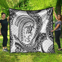Hawaiian Turtle and Shark Quilt Kakau Tribal with Polynesian Pattern White Color LT03 - Polynesian Pride