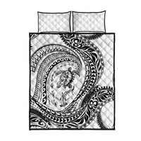Hawaiian Turtle and Shark Quilt Bed Set Kakau Tribal with Polynesian Pattern White Color LT03 - Polynesian Pride