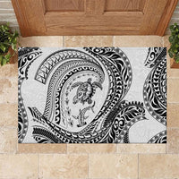 Hawaiian Turtle and Shark Rubber Doormat Kakau Tribal with Polynesian Pattern White Color LT03 White - Polynesian Pride