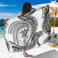Hawaiian Turtle and Shark Sarong Kakau Tribal with Polynesian Pattern White Color LT03 One Size 44 x 66 inches White - Polynesian Pride
