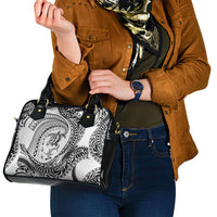 Hawaiian Turtle and Shark Shoulder Handbag Kakau Tribal with Polynesian Pattern White Color LT03 - Polynesian Pride