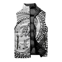 Hawaiian Turtle and Shark Sleeveless Puffer Jacket Kakau Tribal with Polynesian Pattern White Color LT03 - Polynesian Pride