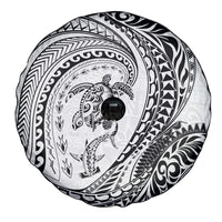 Hawaiian Turtle and Shark Spare Tire Cover Kakau Tribal with Polynesian Pattern White Color LT03 - Polynesian Pride