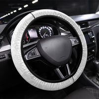 Hawaiian Turtle and Shark Steering Wheel Cover Kakau Tribal with Polynesian Pattern White Color LT03 Universal Fit White - Polynesian Pride