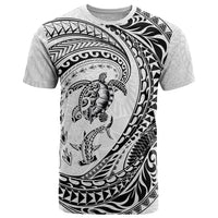 Hawaiian Turtle and Shark T Shirt Kakau Tribal with Polynesian Pattern White Color LT03 White - Polynesian Pride