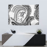 Hawaiian Turtle and Shark Tapestry Kakau Tribal with Polynesian Pattern White Color LT03 - Polynesian Pride