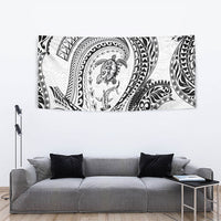 Hawaiian Turtle and Shark Tapestry Kakau Tribal with Polynesian Pattern White Color LT03 - Polynesian Pride