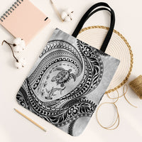 Hawaiian Turtle and Shark Tote Bag Kakau Tribal with Polynesian Pattern White Color LT03 Black Strap One Size White - Polynesian Pride