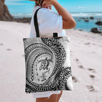 Hawaiian Turtle and Shark Tote Bag Kakau Tribal with Polynesian Pattern White Color LT03 - Polynesian Pride