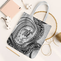Hawaiian Turtle and Shark Tote Bag Kakau Tribal with Polynesian Pattern White Color LT03 White Strap One Size White - Polynesian Pride