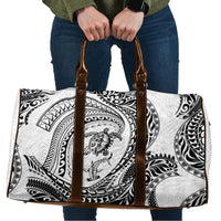 Hawaiian Turtle and Shark Travel Bag Kakau Tribal with Polynesian Pattern White Color LT03 White - Polynesian Pride