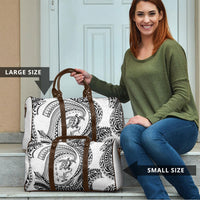 Hawaiian Turtle and Shark Travel Bag Kakau Tribal with Polynesian Pattern White Color LT03 - Polynesian Pride