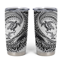 Hawaiian Turtle and Shark Tumbler Cup Kakau Tribal with Polynesian Pattern White Color LT03 White - Polynesian Pride