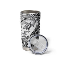 Hawaiian Turtle and Shark Tumbler Cup Kakau Tribal with Polynesian Pattern White Color LT03 - Polynesian Pride