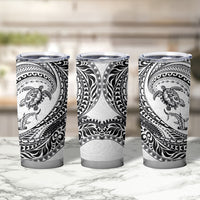 Hawaiian Turtle and Shark Tumbler Cup Kakau Tribal with Polynesian Pattern White Color LT03 - Polynesian Pride
