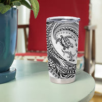 Hawaiian Turtle and Shark Tumbler Cup Kakau Tribal with Polynesian Pattern White Color LT03 - Polynesian Pride