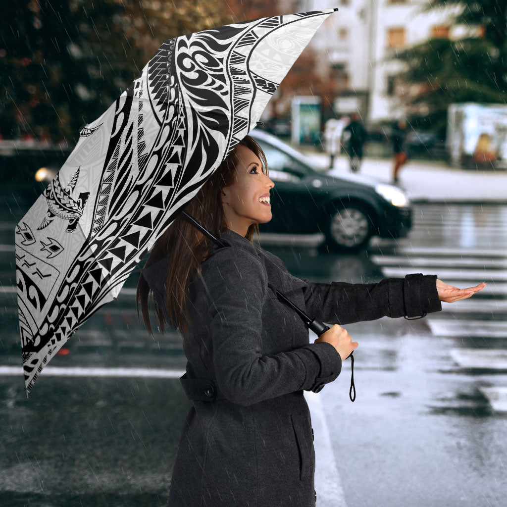 Hawaiian Turtle and Shark Umbrella Kakau Tribal with Polynesian Pattern White Color LT03 - Polynesian Pride