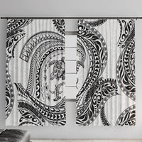 Hawaiian Turtle and Shark Window Curtain Kakau Tribal with Polynesian Pattern White Color LT03 With Hooks White - Polynesian Pride
