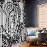 Hawaiian Turtle and Shark Window Curtain Kakau Tribal with Polynesian Pattern White Color LT03 - Polynesian Pride