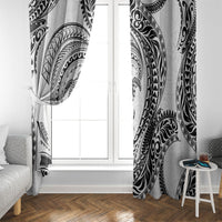 Hawaiian Turtle and Shark Window Curtain Kakau Tribal with Polynesian Pattern White Color LT03 - Polynesian Pride