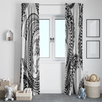 Hawaiian Turtle and Shark Window Curtain Kakau Tribal with Polynesian Pattern White Color LT03 - Polynesian Pride