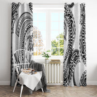 Hawaiian Turtle and Shark Window Curtain Kakau Tribal with Polynesian Pattern White Color LT03 - Polynesian Pride