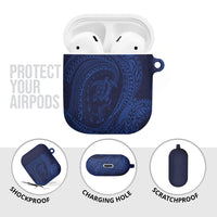 Hawaiian Turtle and Shark AirPods Case Kakau Tribal with Polynesian Pattern Blue Color LT03 - Polynesian Pride