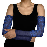 Hawaiian Turtle and Shark Arm Sleeves Kakau Tribal with Polynesian Pattern Blue Color LT03 - Polynesian Pride