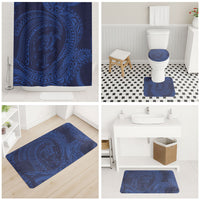 Hawaiian Turtle and Shark Bathroom Set Kakau Tribal with Polynesian Pattern Blue Color LT03 - Polynesian Pride