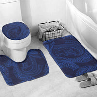 Hawaiian Turtle and Shark Bathroom Set Kakau Tribal with Polynesian Pattern Blue Color LT03 Mat Set Only (3 pcs) One Size Blue - Polynesian Pride