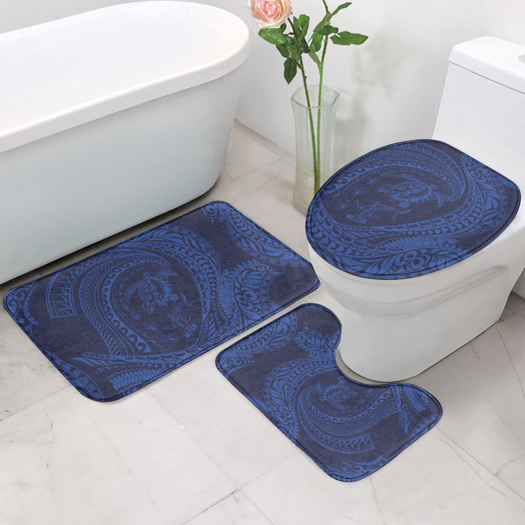 Hawaiian Turtle and Shark Bathroom Set Kakau Tribal with Polynesian Pattern Blue Color LT03 - Polynesian Pride