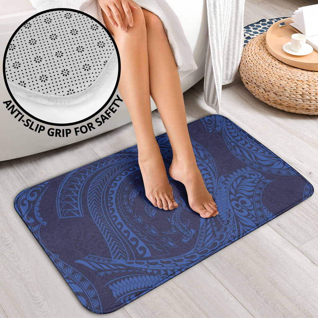 Hawaiian Turtle and Shark Bathroom Set Kakau Tribal with Polynesian Pattern Blue Color LT03 - Polynesian Pride