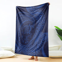 Hawaiian Turtle and Shark Blanket Kakau Tribal with Polynesian Pattern Blue Color LT03 - Polynesian Pride